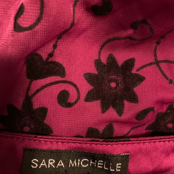 Violet and Black Flower Design Blouse - Picture 2 of 2